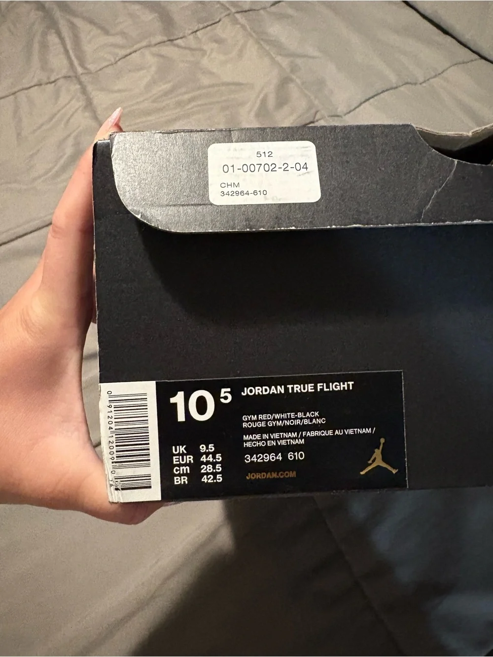 Jordan shoebox label